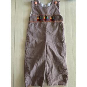 Smocking Birds Smocked Thanksgiving Turkey Romper Size 12-18 Months